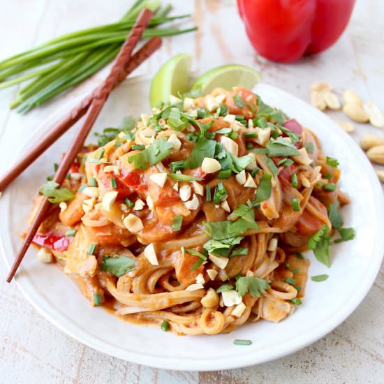 Thai Peanut Chicken Noodles - Recipe photo by Whitney Bond