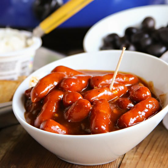 Easy Slow Cooker Garlic BBQ Smokies - Recipe photo by Kleinworth &amp; Co
