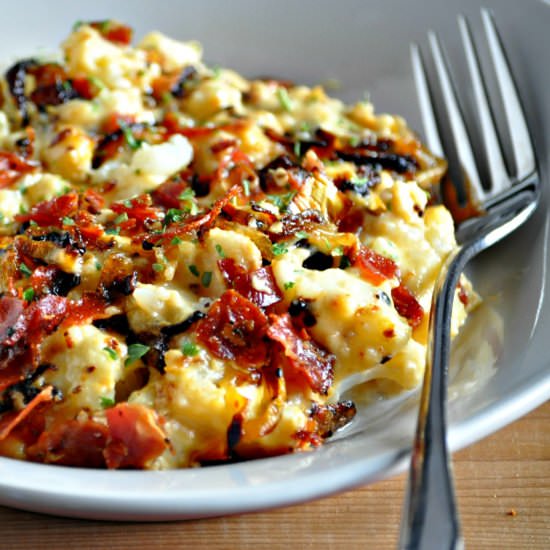 Prosciutto Mac and Cheese - Recipe photo by Peace Love and Low Carb