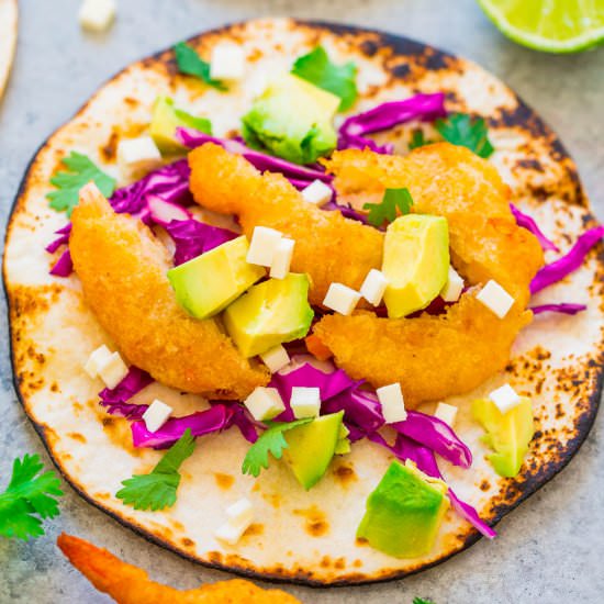 Beer Battered Shrimp Tacos - Recipe photo by Averie