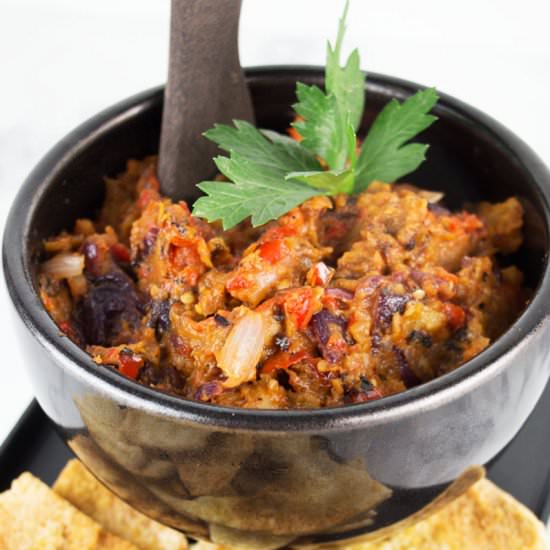 Roasted Eggplant Dip - Recipe photo by Chickfoodtv