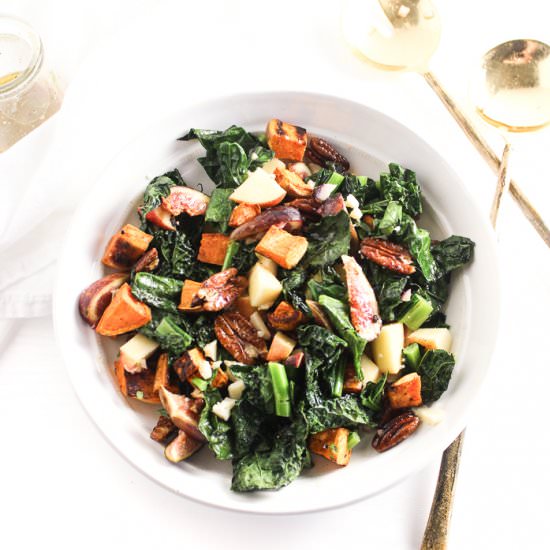 Fall Harvest Warm Kale Salad - Recipe photo by Lively Table