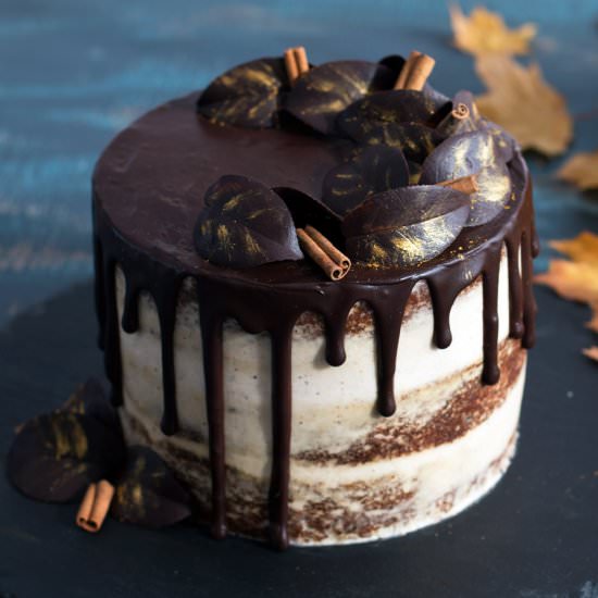 Semi-Naked Pumpkin Chocolate Cake - Recipe photo by Home Cooking Adventure