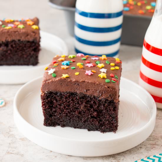 Easy & Moist Chocolate Sheet Cake - Recipe photo by littlesweetbaker