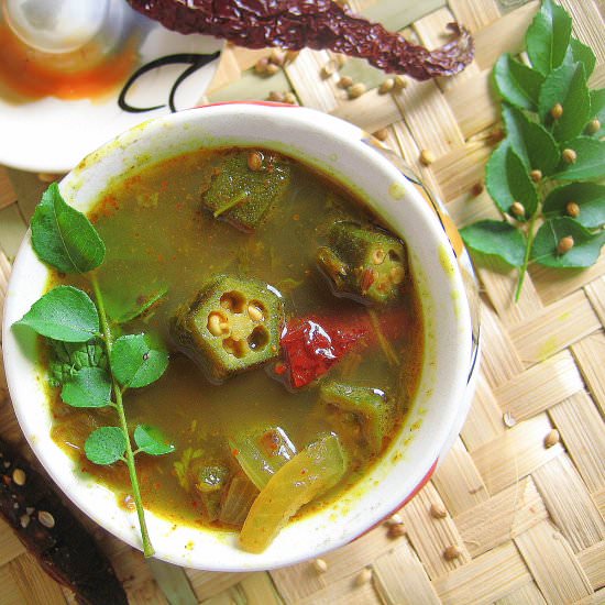 Bendakaya Pulusu - Recipe photo by madhuriscuisine