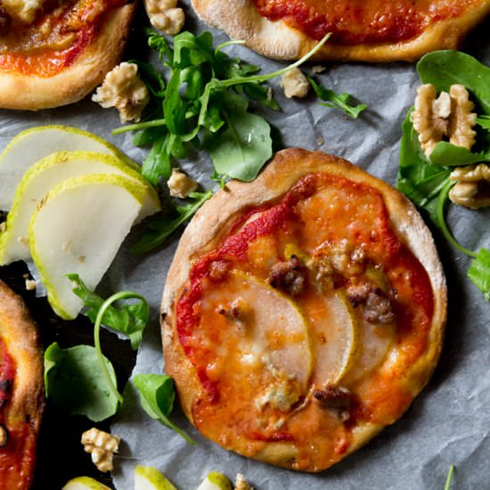 Sausage, Pear & Gorgonzola Pizza - Recipe photo by Inside the rustic kitchen