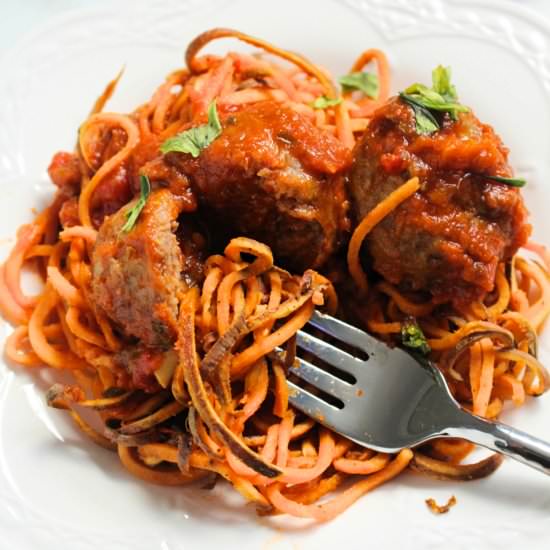 Sweet Potato Spaghetti and Meatball - Recipe photo by CitNutritionally