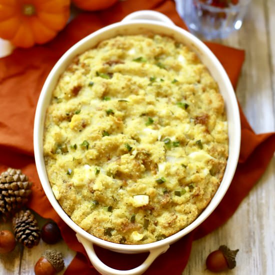 Southern Cornbread Dressing - Recipe photo by Grits and Pinecones