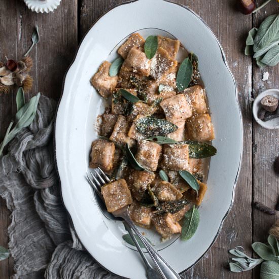 Pumpkin chestnut ravioli - Recipe photo by TheLittlePlantation