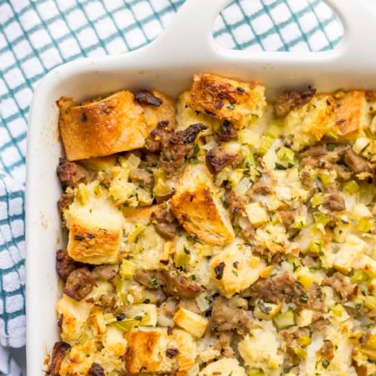 Turkey Sausage Apple Dressing - Recipe photo by Family Food on the Table