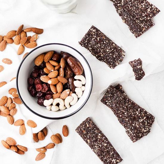 Raw Paleo Cacao & Coconut Bars - Recipe photo by snapsfotografia