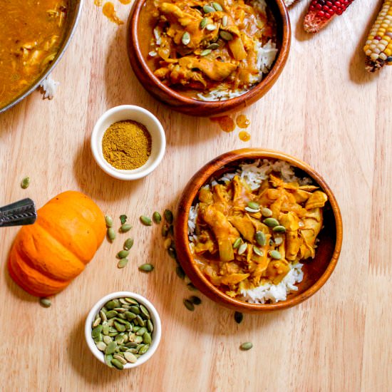 Creamy Pumpkin Chicken Curry - Recipe photo by percolatekitchen
