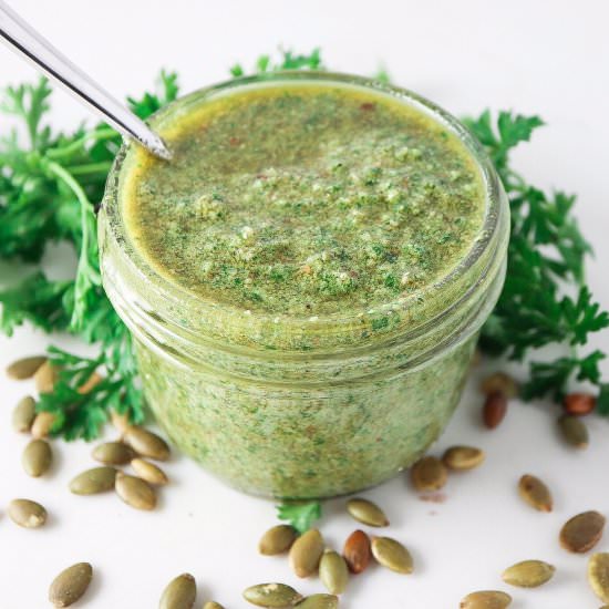 Pumpkin Seed Pesto - Recipe photo by tippsinthekitch