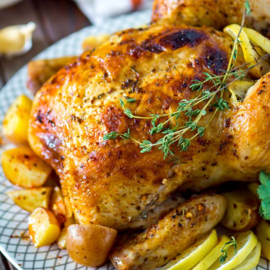 Oven Roasted Whole Chicken with Lemon - Recipe photo by ChefDeHome
