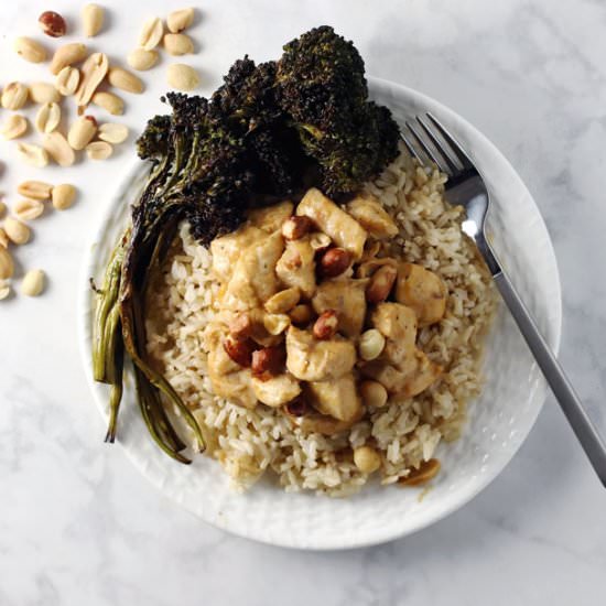 Thai Peanut Chicken with Brown Rice - Recipe photo by spinach4breakfast