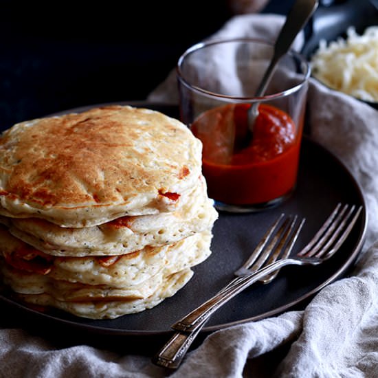 Pepperoni Pizza Pancakes - Recipe photo by Melanie Makes