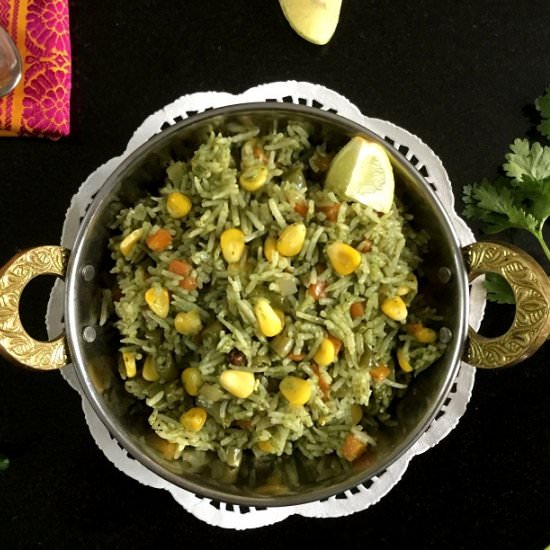 Green Chutney Vegetable Pulao - Recipe photo by CurryandVanilla