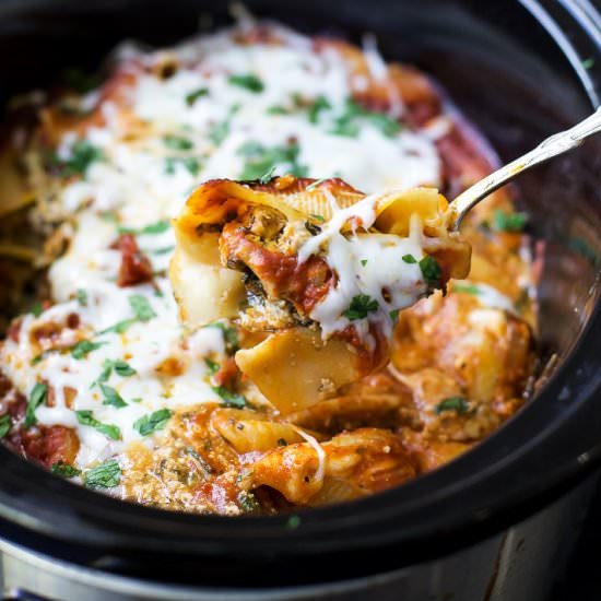 Crock Pot Turkey Spinach Shells - Recipe photo by joyfulhealthyeats