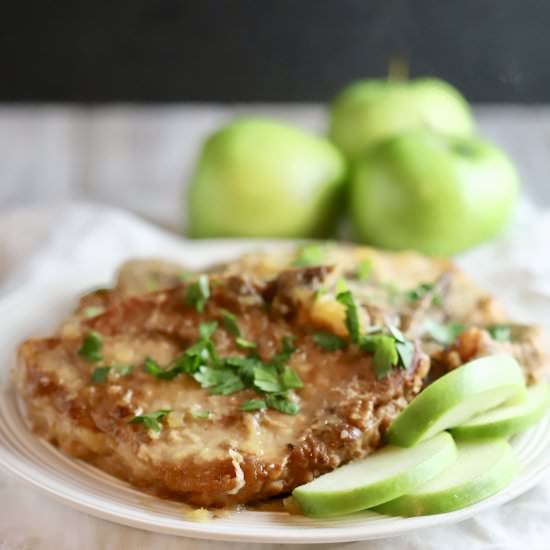Easy Crockpot Pork Chops and Apples - Recipe photo by Grits and Pinecones