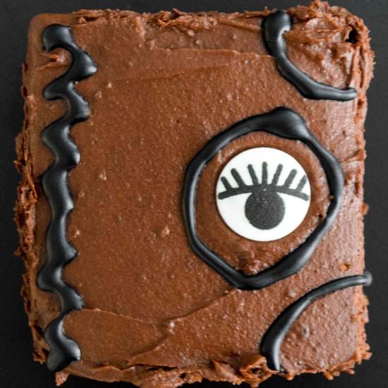 Hocus Pocus Book Brownies - Recipe photo by Cuts and Crumbles