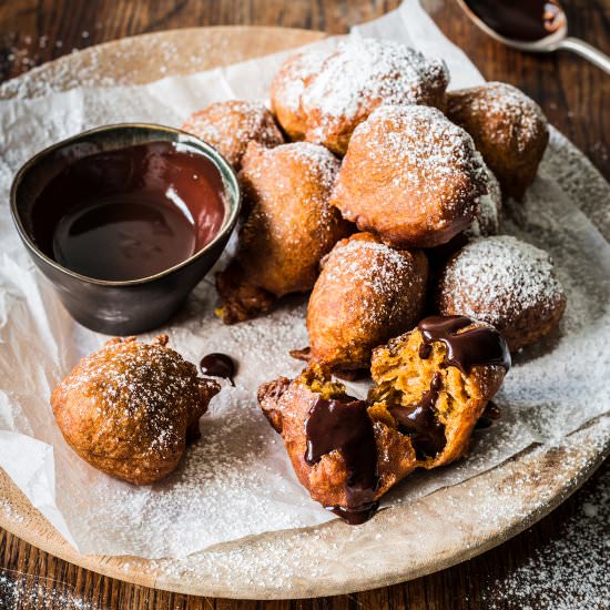Spiced Pumpkin Drop Doughnuts - Recipe photo by The Hungry Cook