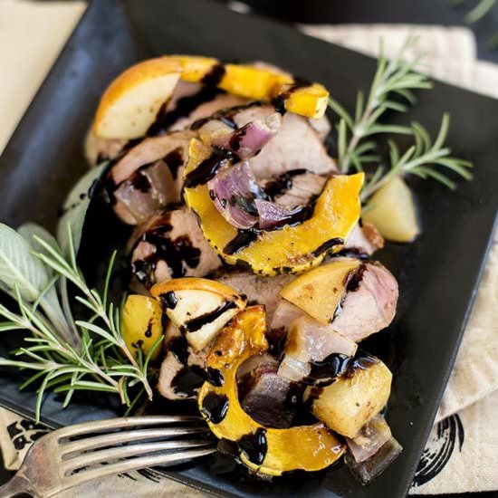 One Pan Pork with Squash - Recipe photo by Kiwi and Carrot