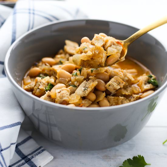 White Adobo Chicken Chili - Recipe photo by 3ScoopsofSugar