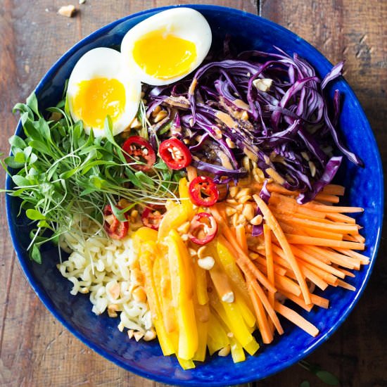 Ramen Noodle Salad + Peanut Sauce - Recipe photo by GreenHealthyCooking