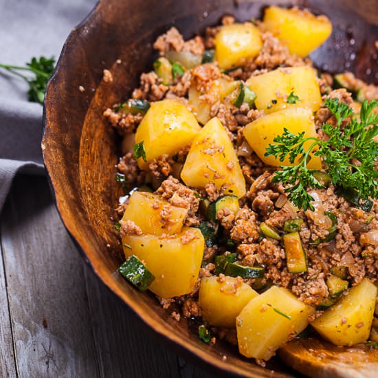 ITALIAN SPICED ZUCCHINI-PORK BOWL - Recipe photo by Mychefsapron