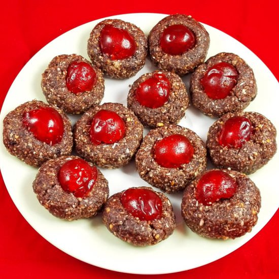 Raw Christmas Cherry Cookies - Recipe photo by myhealthydessert