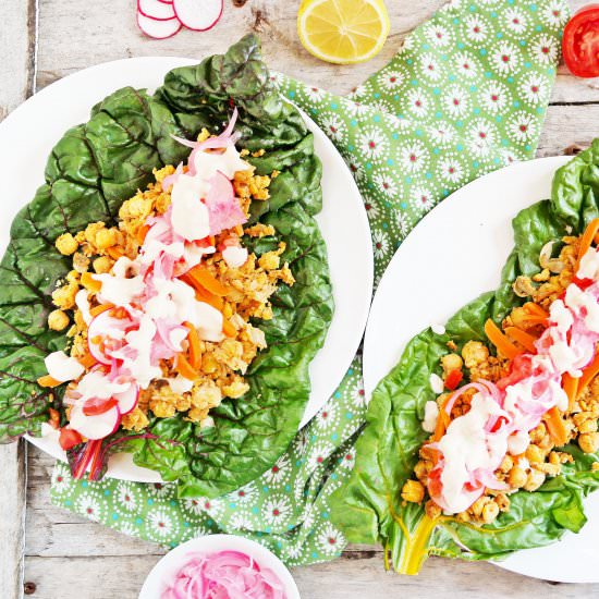 Chickpea Chard Wraps - Recipe photo by Plateofplants