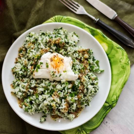 Rice with Spinach, Herbs and Eggs - Recipe photo by Mienta