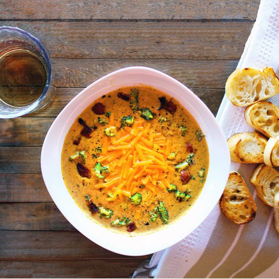 Easy Broccoli Cheddar Soup + Bacon - Recipe photo by wifeychef