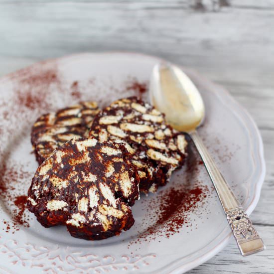 Beer and chocolate sweet salami. - Recipe photo by La Mora Romagnola