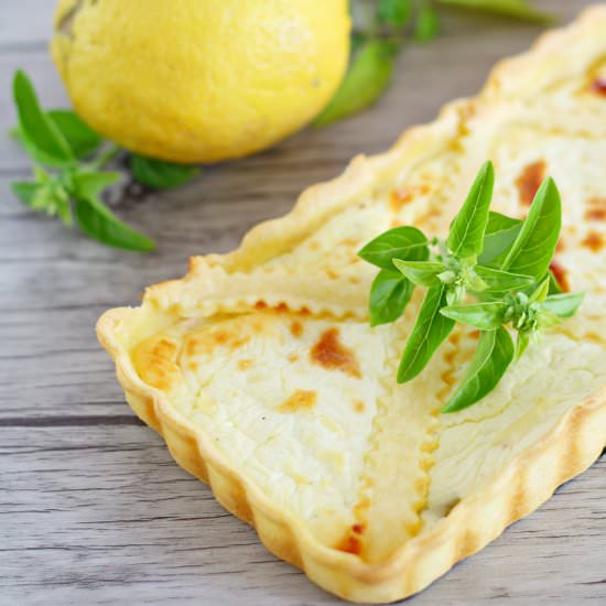 Soft cheese, lemon salty tart. - Recipe photo by La Mora Romagnola