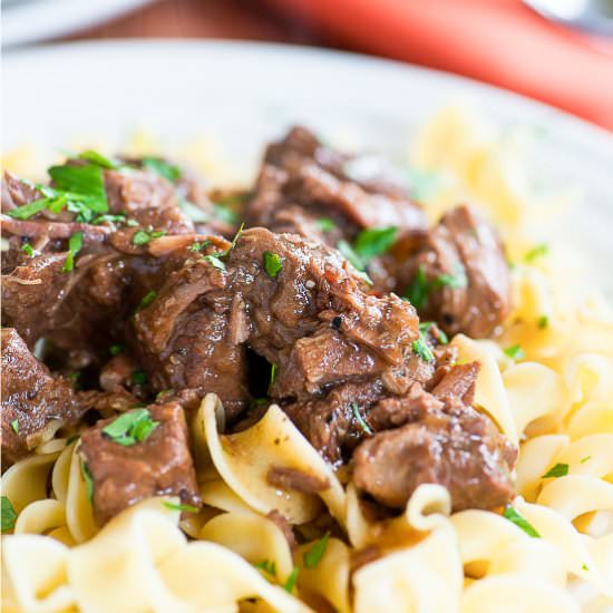 Tender Beef Tips on Egg Noodles - Recipe photo by Joes Healthy Meals