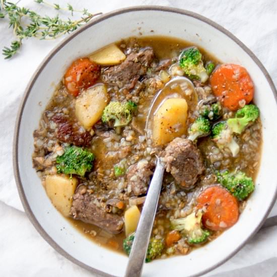 Beef Mushroom Soup with Buckwheat - Recipe photo by panning the globe