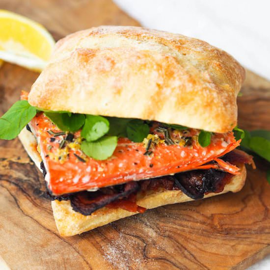 Salmon BLT with Tomato Jam - Recipe photo by Avocado A Day