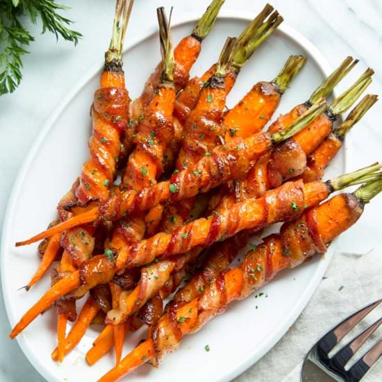 Sriracha Maple Bacon Wrapped Carrot - Recipe photo by keviniscooking