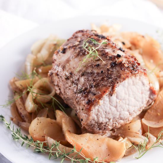 Pork Loin with Apples & Onions - Recipe photo by Lively Table