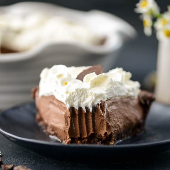 No-Bake Healthy Chocolate Silk Pie - Recipe photo by JoyFoodSunshine
