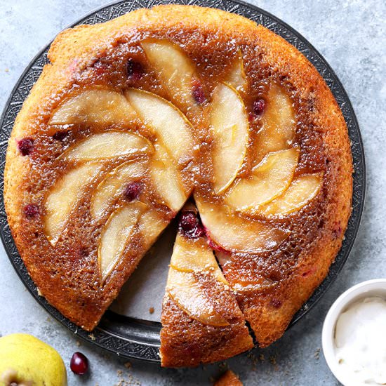 Pear Cranberry Upside-Down Cake - Recipe photo by tuttidolci