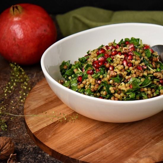Fregola Pomegranate Winter Salad - Recipe photo by shelovesbiscotti