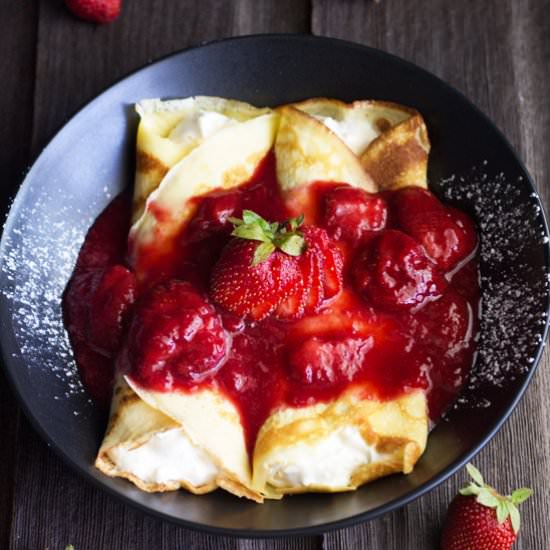 Strawberry Cream Filled Crepes - Recipe photo by Butter and Things