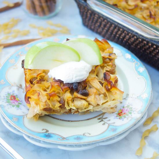 Sweet and Savory Apple Noodle Kugel - Recipe photo by tiffanybendayan