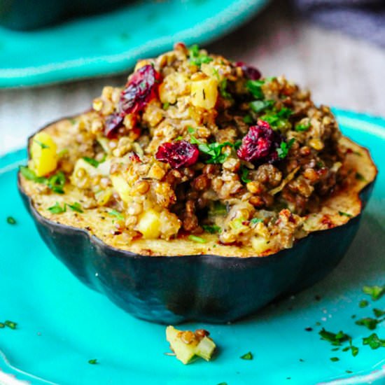 Lentils Stuffed Acorn Squash - Recipe photo by Eating European