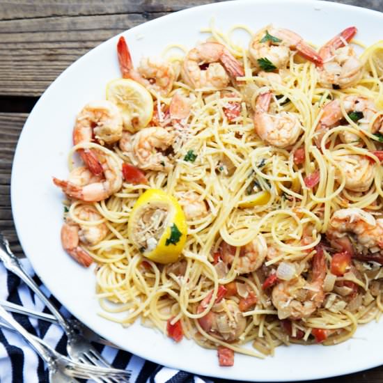 Garlic Lemon Shrimp Scampi - Recipe photo by ONEarmedMAMA