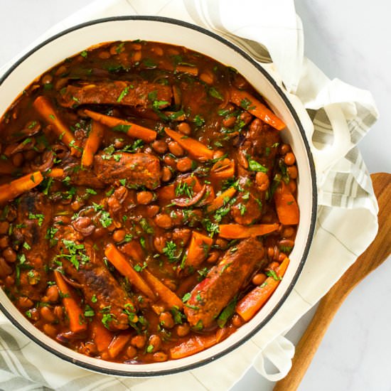 Bangers & Borlotti Bean Stew - Recipe photo by thevegspace