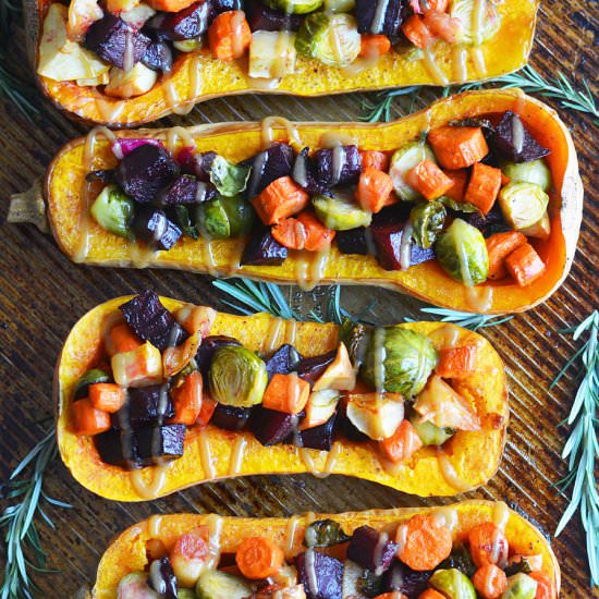 Vegetable Stuffed Buttenut Squash - Recipe photo by The Colorful Kitchen