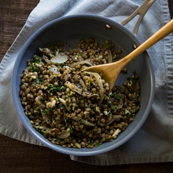 Sesame Lentils with Bok Choy - Recipe photo by FakeFoodFree
